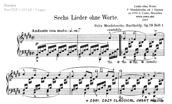 Mendelssohn F., Sechs Lieder ohne Worte, Andante con moto Sheet music for  Piano (Solo)