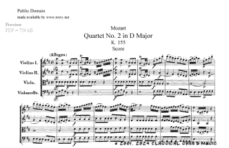 Thumb image for String Quartet No 2 K155